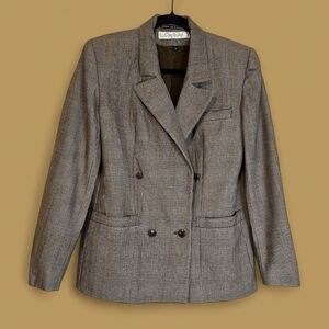 Vintage Gloria Vanderbilt Wool Plaid Blazer Sz 6 Double Breasted 80’s - 90s